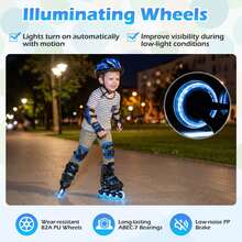 Adjustable Kids' Inline Skates 4 Sizes Adjustable Blade Roller With Light-Up Wheels Black + Black/Purple/Blue - màu đen - Xem 7