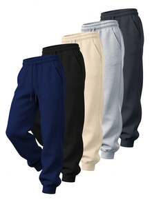 Men's Solid Color Drawstring Jogging Pants, Suitable For Outdoor Sports And Fitness In Any Season, Men's Casual Versatile Drawstring Pants | Boyfriend Gifts, And Easter Gifts. - 藏青色 - 查看 1