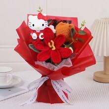 三丽鸥手工针织花束，Hello Kitty百合郁金香针织花束，Hello Kitty手工针织花，永不凋谢的Hello Kitty - 彩色 - 查看 14