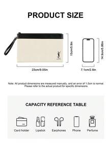 Yves Saint Laurent Materiel Beauty Large Wristlet Makeup Bag, White And Black Zipper Cosmetic Case With Detachable Strap, 240x150mm, Women Makeup Bag For Travel And Daily Use - White Black - View 2