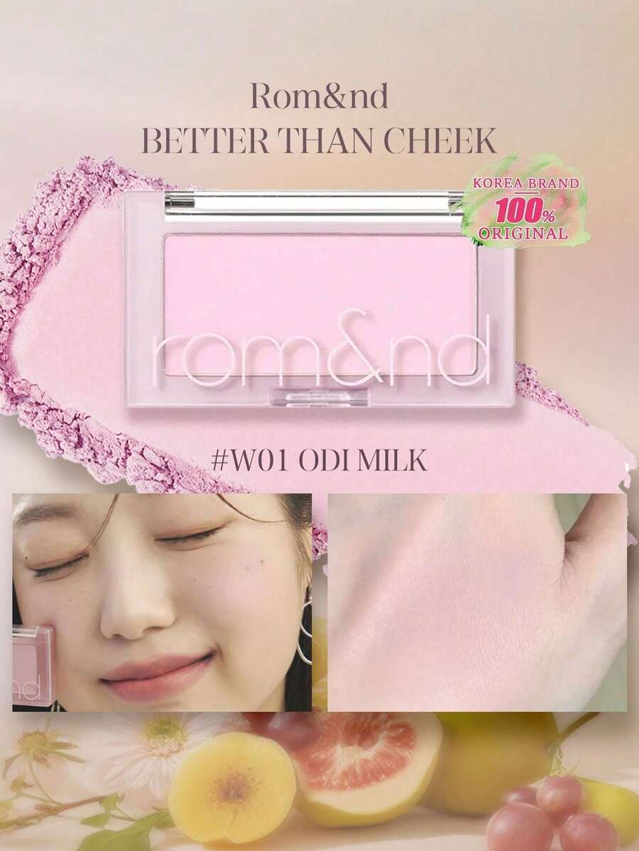 Rom&nd Romand BETTER THAN CHEEK W01 ODI MILK, Blends Into Skin With A Matte Finish, Velvety Cream Powder, Gradient Shading Effect, Warm-Toned To Brighten Complexion, Oil-Control Formula Suitable For Dry Skin, 5-Second Quick Radiance Boost, Brightens Eye Area, Gradient Embossed Packaging, Includes Color Intensity Guide, Korean Makeup - SỮA ODI W01 - Xem 1