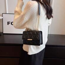 Women's New  Quilted Solid Color Chain Small Square Bag, Minimalist Fashion Shoulder Crossbody Bag - 彩色 - 查看 8