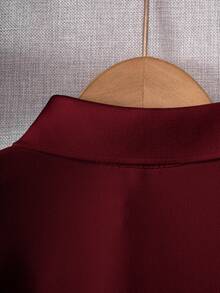 Young Boy Classic Burgundy Solid Color Short Sleeve Polo Shirt, Suitable For Daily Wear, Outings, Gatherings, Performances And Activities - Burgundy - View 5