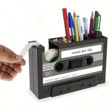 1pc Multifunctional Pen Holder, Creative Retro Cassette Tape Shaped Desk Organizer - one-size - View 6