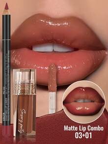 Pudaier 3PCS Hydrating Lip Gloss & Lip Liners Set Lip Combo- Define Your Lips With 3D Precision, Achieve Dewy Look For Any Occasion, Perfectly Versatile For Every Makeup Style! - 3PCS SET - View 4