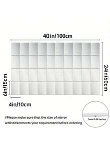 16 piezas de espejos cuadrados de acrílico DIY, pegatinas de espejo de pared autoadhesivas y removibles de plata moderna, adecuadas para sala de estar, comedor, dormitorio, baño, fiesta, decoración navideña - Plateado - Ver 16