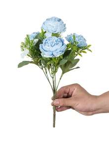 1pc Artificial Peony Flower Hydrangea Decor Accessory, Vase Filler, Wedding Bouquet, Garden Rose Arch, Living Room Decoration, New Year Decor, Valentine's Day Gift - Baby Blue - View 5