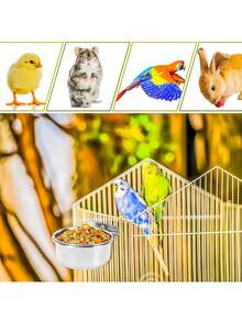 Stainless Steel Bird Feeder Bowl With Clip, Suitable For Parrots, Cockatoos And Other Small Pets - Multicolor - View 7