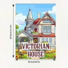 新品热销！（升级豪华版，加厚纸张，28.5*20.5厘米）《维多利亚风格房屋涂色书》，适合情侣和家庭，是派对、情人节、生日和其他节日的完美礼物。绘画和学习用品，22页，书籍，涂色书，学习用品，学校，圣诞节，万圣节，生日，返校礼物，涂色书。 - 單件 - 查看 6