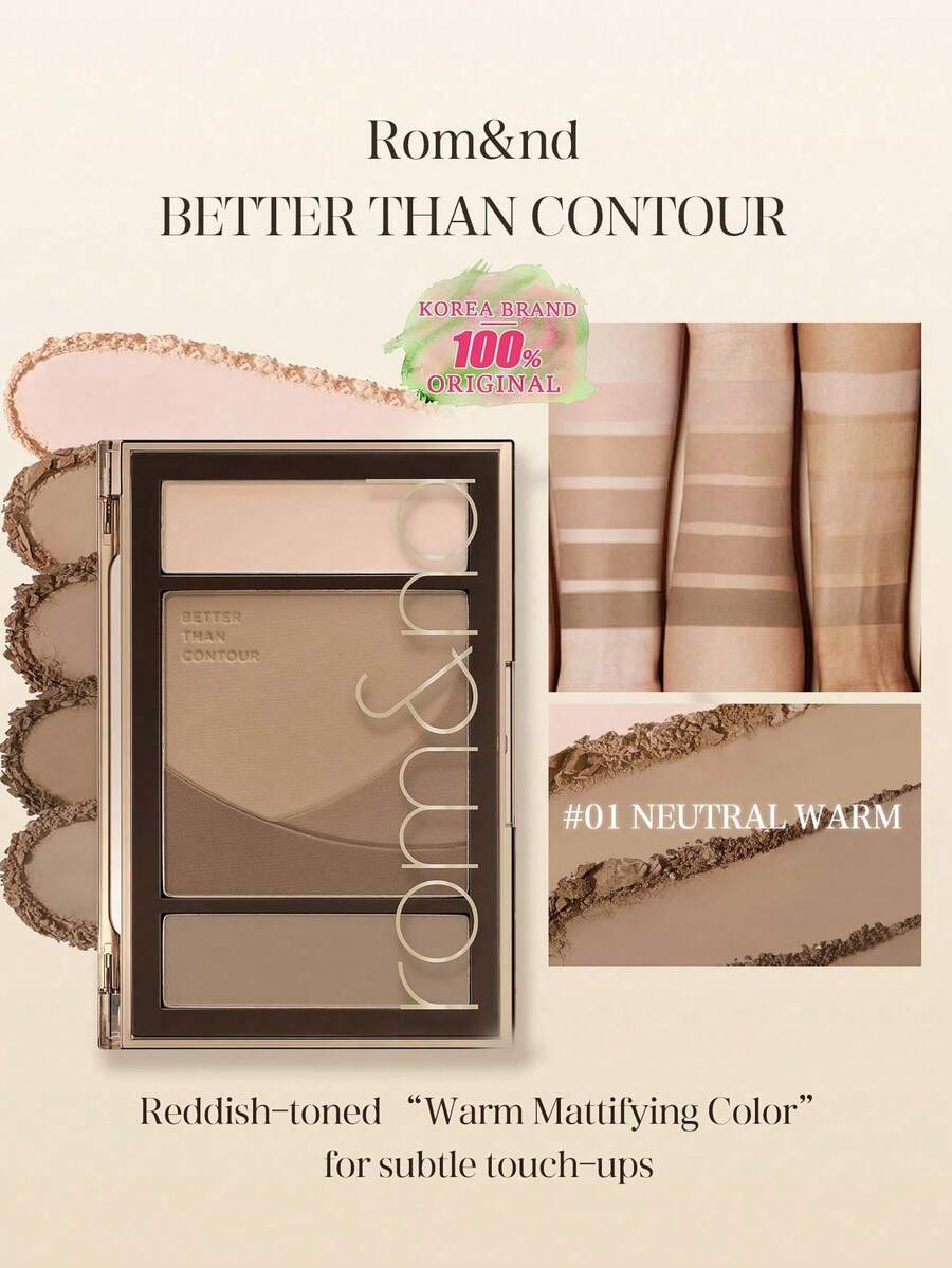 Rom&nd Romand BETTER THAN CONTOUR 01 NEUTRAL WARM, Soft Focus Mousse, Body Contouring, Layerable Application, 3D Sculpting, Suitable For Dry Skin, Multi-Purpose, Can Be Used On Nose/Cheeks/Hairline, Magnetic Packaging, Color Intensity Guide Included, 5-Minute Quick Shaping, 20.5g/0.72oz | Korean Makeup | K-Beauty - 01 TRUNG TÍNH ẤM ÁP - Xem 1
