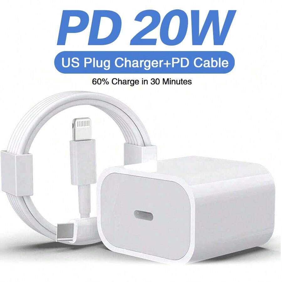 20W PD USB-C 墙充套装，包含 100cm/200cm 快速充电线、串联电源适配器、20W 快速充电插头 + 200cm/100cm 高效快速充电数据线，兼容 14 Pro Max/14 Pro/14 Plus/14/13/12/11 系列，适合旅行、办公、宿舍和家庭使用。 - 查看 1