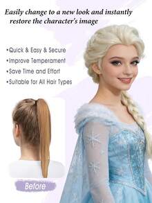 女士金色长辫公主假发，适合万圣节服装派对、化装舞会和角色扮演 - 彩色 - 查看 9