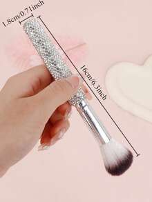 Premium Luxury Rhinestone Flat Foundation Brush, Ergonomic Arched Design With Soft Synthetic Bristles, Professional Makeup Tool For Liquid/Cream Foundation, Flawless Finish Stylish Beauty Gift San Valentín Valentine Day,Holiday Essential,Makeup Brushes,Y2k, - Diamond - View 15