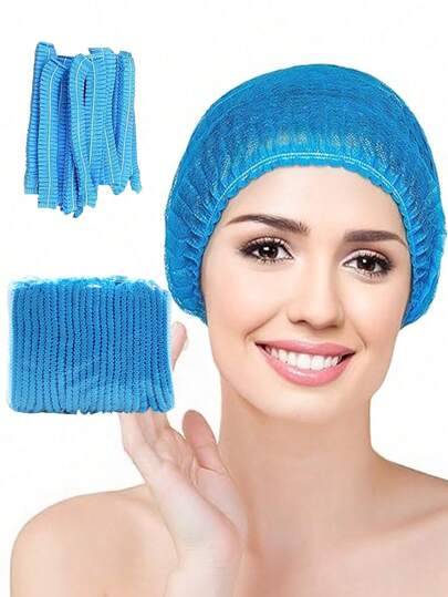 Non-Woven Disposable Hair Covers, Blue Sanitary Hair Caps, Suitable For Restaurants, Cafes And Dust-Free Work Environments