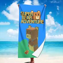 Super Bear Adventure Game Character Beach Towel, Made Of Ultra-Fine Microfiber, Perfect For The Beach, Swimming Pool, Gym, And Yoga. It'S The Ideal Gift For Friends, Lovers, And Family, Creating A Gre - White - 查看 1