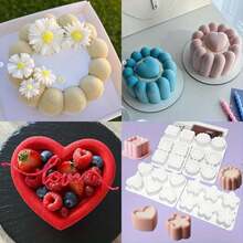 Khuôn làm bánh mousse 6 ngăn chống dính, dụng cụ làm bánh DIY, khuôn silicon để nướng bánh, khuôn bánh mousse sô cô la hình hoa, trái tim, ngôi sao, bộ khuôn nướng sô cô la nhiều ngăn có rãnh, cốc đựng bánh ngọt tráng miệng tái sử dụng, dụng cụ làm bánh cưới trong nhà bếp. - Nhiều màu - Xem 3