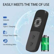 Peiko 150 语言翻译器，双向实时 AI 语音即时在线翻译器，迷你科技产品，离线翻译，学习旅游和商务沟通 - 黑色 - 查看 5