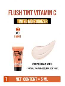 Maybelline Kem nền Fit Me Radiant White Dual-Effect Vitamin C #01 Porcelain White 5/30ml, Vitamin C² kép làm sáng da gấp đôi, cải thiện 8 khía cạnh chất lượng da, tinh chất ba tác động (Axit Hyaluronic dưỡng ẩm 24 giờ, Vitamin C làm sáng da, Niacinamide làm đều màu da), tạo làn da sáng tự nhiên, kết quả rõ rệt trước và sau khi sử dụng, 3 bước dễ dàng (Ấn ấm - Vỗ nhẹ), làm sáng da, dưỡng ẩm và làm sáng da hàng ngày, sản phẩm thiết yếu cho quy trình chăm sóc da hàng ngày và làm lớp lót trang điểm. - Kem Dưỡng Da Nâng Tông Da Maybelline Early C Tube Tone-Up Cream 01 - Xem 13