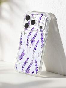1pc Lavender Pattern Transparent Anti-Slip Anti-Drop Soft Phone Case, Compatible With Apple - Multicolor - View 1