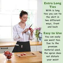TOSHE Waist Apron With 3 Pockets Waterdrop Resistant Premium Cotton Waitress Apron 10 Color Option Server Apron Chef Apron Black - -Đen- - Xem 6