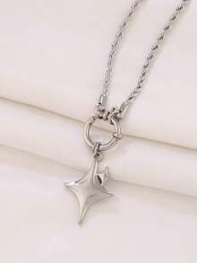 1件装不锈钢月亮星星吊坠项链 时尚18K镀金饰品项链 女士防水首饰 - 項鍊 - 查看 11