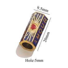 1-Piece Pack 304 Stainless Steel Vacuum 18K Gold-Plated Long Tube Red Heart Bead Jewelry Making Material Large Hole Hair Accessory Bead Bracelet DIY Component - Multicolor - View 10