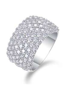 925纯银莫桑石戒指，适合宴会、派对、正式场合、节日、情人节、订婚、婚礼、周年纪念、生日礼物等场合，附带证书 - 銀色 - 查看 16