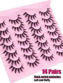 14 Pairs Manga Lashes Eyes Lashes Soft Natural Long Eyelashes Fake Lashes,Anime Wispy Strip False Eyelashes,For Used Daily Makeup Extension Cosplay,Party Reusable Strip Lashes,Lashes,Eyelashes,Fake Lashes - Spiky Manga Lashes - View 4