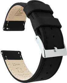 Smart Watch Strap - Negro, Cuero, (Black Leather / Black Stitching) - View 9