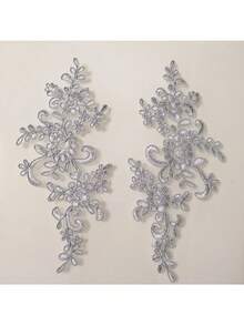 1pair Colored Lace Pair Flower Bridal Dress Headwear Lace Accessories Multi Color Headwear Clothing Car Stock Stickers - Multicolor - View 13