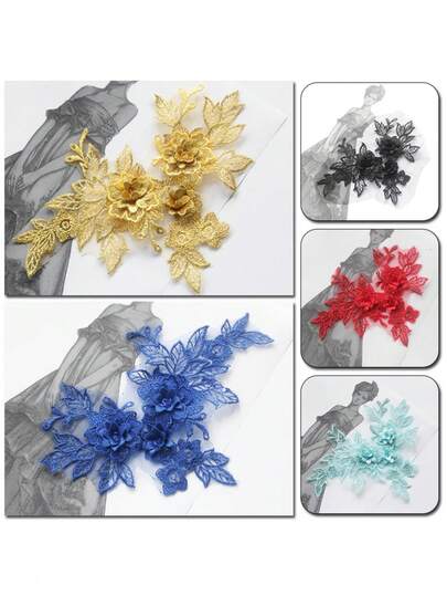 قطعة واحدة من الملصقات الزخرفية الملونة ثلاثية الأبعاد بشكل الورد لتزيين الملابس والإكسسوارات