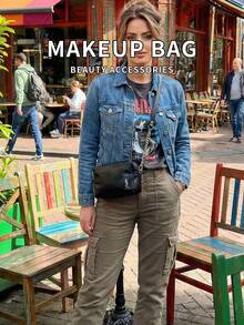 Black Square Chain Bag, Classic Logo Design, DIY Handmade Transformation, Retro High-End Underarm/Shoulder Bag, Luxury Women Handbag - Black - View 7