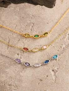 Custom Birthstone Bracelet, Leaf Birthstone, Wedding Bracelet, Birthday Gift, Bridesmaid Gift, Mom Bracelet, Mothers Day Gift For Her - Multicolor - View 8