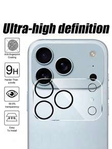 Bộ 3 miếng kính cường lực độ nét cao bảo vệ ống kính camera, chụp ảnh rõ nét, chất liệu cứng cáp, chống va đập và rơi rớt, tương thích với iPhone 17 Air/17 PRO/17 PRO MAX/17/11/12/13/14/15/16 Promax Pro Plus - Trong sáng - Xem 2