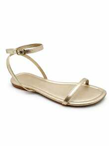 Women's Sandal With Ankle Straps And Buckle 20.07 - 金色 - 查看 3