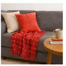Luxurious Striped Sofa Throw 180x240 Handmade Decoration - Red With White Line - View 10