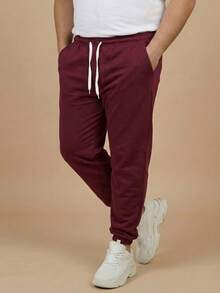 Men's Plus Size Jogger Sweatpants In Flannel Fabric With Pocket | Warm, Plus Size Men's Pants - Maroon - View 1