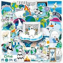 50 Pcs Dreamy Hot Air Balloon Stickers, 1.96-3.15inch Cartoon Fairy Tale Decorative Stickers, Self-Adhesive For Scrapbooking, Kids' Room Decoration, Party Setup(Hot Air Balloon) - Global Warming - View 3