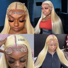 13x4 Transparent Lace Front Wig Human Frontal Hair 613 Blonde 200 Density Skinlike HD Full Lace Frontal Wigs Blended Hair Pre Plucked Bleached Knots Straight Wig 28 Inch - S613 - View 9