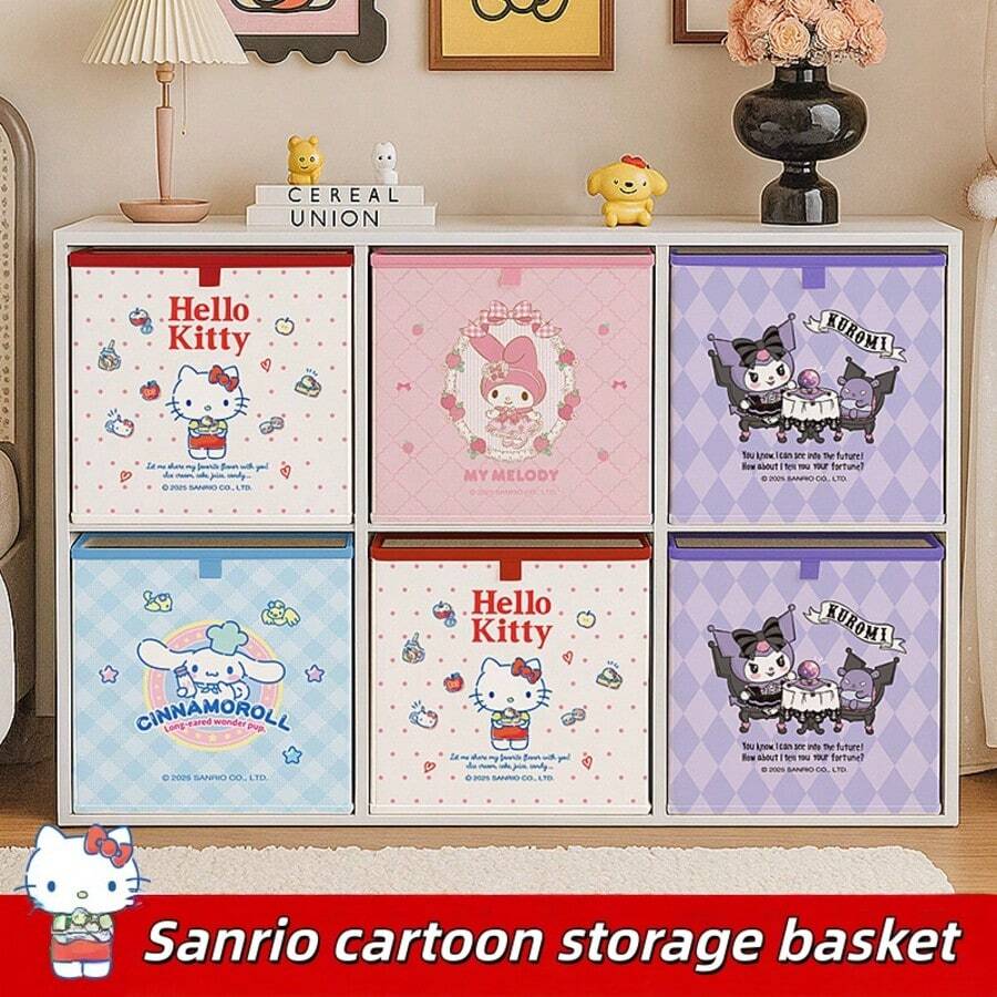 Sanrio Official Hello Kitty Cartoon Foldable Storage Box, Cute Children's Clothing Organizer - A - View 1