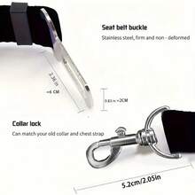 1 pieza Correa retráctil y ajustable para mascotas en el automóvil, correa de sujeción para cinturón de , cuerda de tracción antifuga de para mascotas en el vehículo, accesorio de protección para mascotas en el automóvil - 1 correa ajustable para mascotas - Ver 6