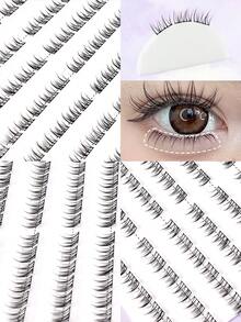 MAGEFY 120片B型卷翘下睫毛，3D自然柔软舒适裸妆效果，日系浓密纤长睫毛嫁接片，睫毛簇，单根睫毛，假睫毛 - 黑色 - 查看 7