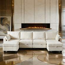 Sofas & Couches - Beige + Chenille + Foam+Spring + 6 Seat - View 1