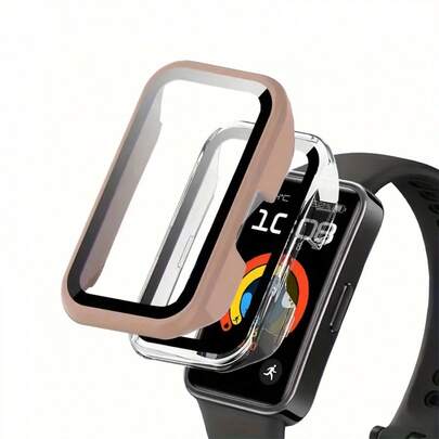 2 piezas Funda protectora y protector de pantalla para el reloj inteligente Band 10/9/8, disponible en 4 colores (Transparente + Negro / Flor de cerezo rosa + Transparente / Blanco marfil + Transparente / Transparente + Transparente). Resistente a los arañazos, adecuado para deportes y uso diario, antihuellas, tacto suave, protección duradera, esencial para entusiastas de la tecnología. Película protectora ultra delgada de 0.33 mm con dureza 9H, resistente a los arañazos y al desgaste, esquinas redondeadas 2.5D.
