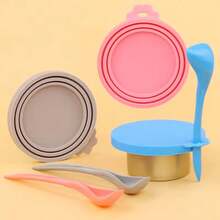 2个可重复使用的宠物食品罐盖，优质硅胶材质，宠物狗猫食品储存罐盖，罐盖，勺子密封盖 - 食物封口蓋 - 查看 1