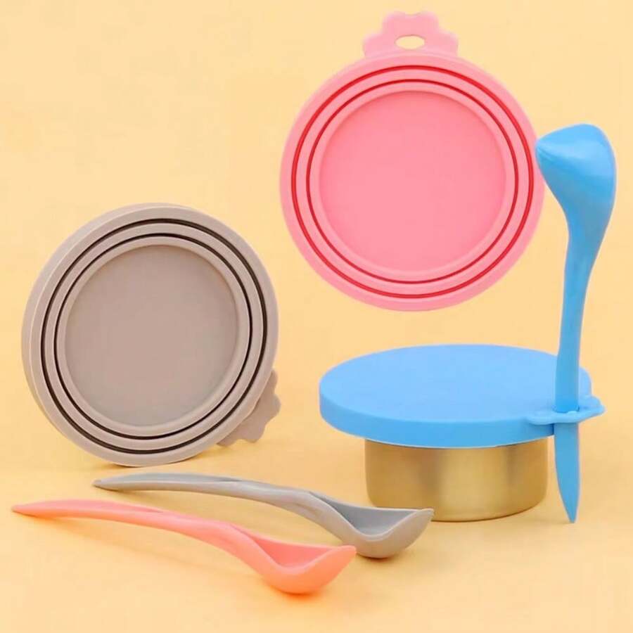 2个可重复使用的宠物食品罐盖，优质硅胶材质，宠物狗猫食品储存罐盖，罐盖，勺子密封盖 - 食物封口蓋 - 查看 1