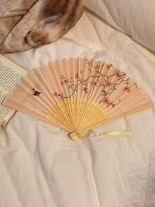 1pc Retro Folding Fans,Tassel Handheld Bamboo Fans,Haitang Fan,Bamboo Fan,Painted Fans,Foldable Hand Fan,Wedding Hand Fan,Party Hand Fan,Decorative Fan,Elegant And Casual Style, Mother's Day Gifts,Birthday Gifts,Back To School Season Gifts - Nhiều màu - Xem 13