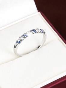 1 pieza Anillo de mujer con diseño espiral y circonita cúbica incrustada - Multicolor - Ver 29