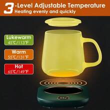 Electric Coffee Cup Heater, Automatic Desktop Shut-Off, USB Port, Tea Cup, Milk/Beverage Cup, 3 Temperature Settings. - Green - View 5