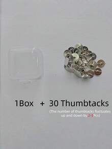 50pcs/Box Silver Round Thumb Tacks, Suitable For Photos, Drawings, Maps, Bulletin Boards, Office Supplies Push Pins, Decorative Cork Board Pins - Multicolor - View 8